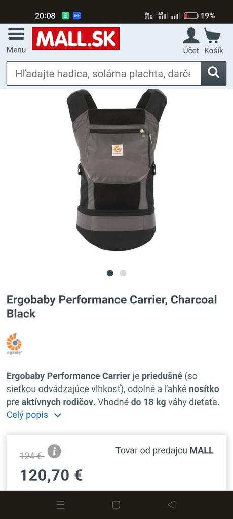 Nosič ergobaby performance 3.2-20kg, ergo baby