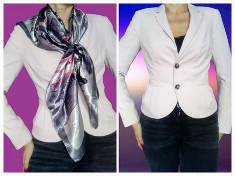 Dámske elegantné sako v púdrovo-ružovej farbe, s