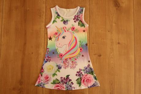 Letné šaty 110 (4-5r.) jednorožec - top stav, 110