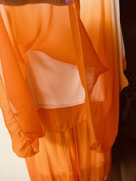 Letný nohavicový komplet bielo oranžový, 