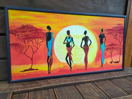 Ručne maľovaný obraz černošky,