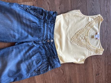 Žlté tielko s čipkou, m