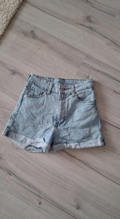 Džinsové šortky s vysokým pásom, h&m,34