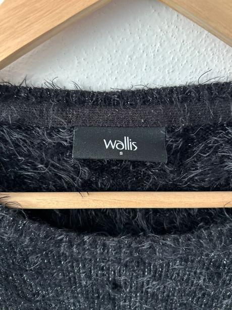 Wallis čierny trblietavý sveter s 3/4 rukávmi, wallis,s