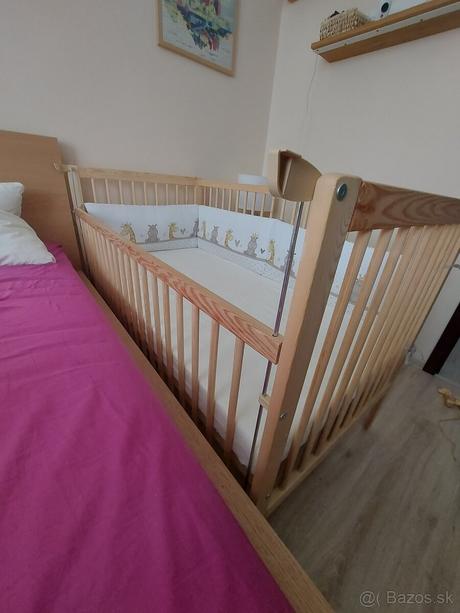 Nová borovicová postieľka s matracom a výbavou, šírka (cm): 75,dĺžka (cm): 140