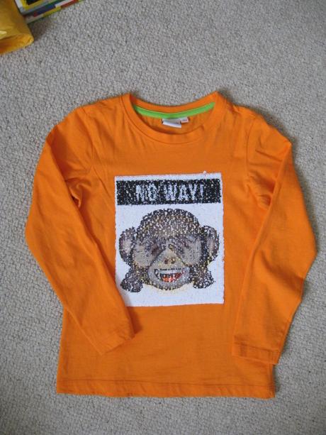 Tričko s flitrami emoji, veľkosť 122, 122