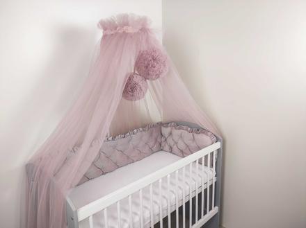 Súprava do postieľky + zavinovačka pudrová,