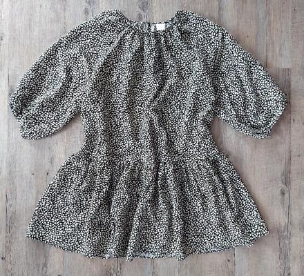 Čierno - krémové šaty s balónovými rukávmi, h&m,m
