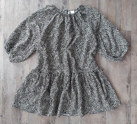 Čierno - krémové šaty s balónovými rukávmi, h&m,m