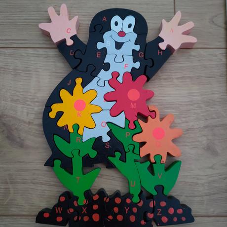 Drevené skladačky, krtko + puzzle,