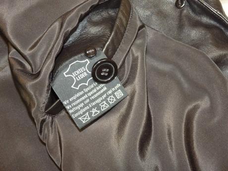 Luxusny čierny kožený kabát, tcm,40