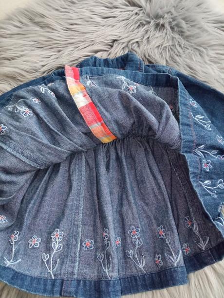 Dievčenské rifľové šaty s kvetmi, 68