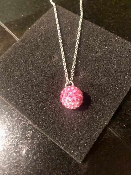 Retiazka s príveskom, ružová gulička, swarovski, swarovski