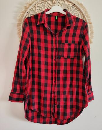 Karovaná červená košeľa, benetton,s