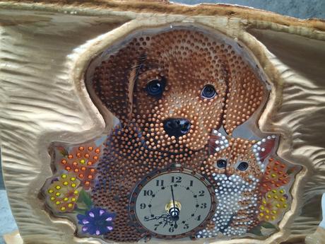 Hodiny diamanty a drevo, 
