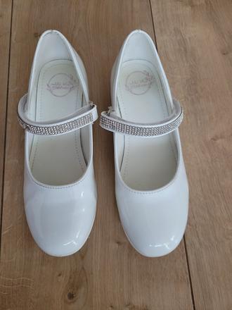 Biele lakované dievčenské topánky 33, nelli blu,33