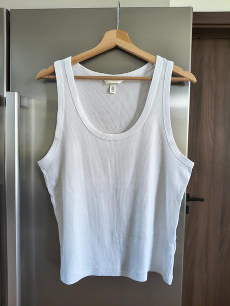 H&m rebrované nové bavlnené elastické tielko l, h&m,l / xl