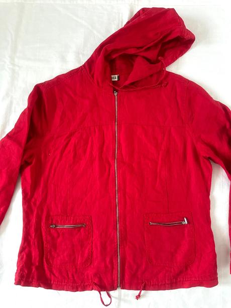 Červená ľanová bunda, yessica,44