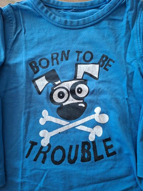 Modré tričko born to be trouble, lupilu,98