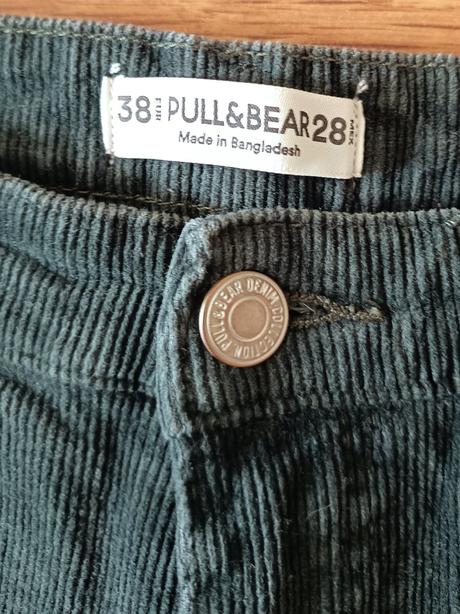 Menčestrové tmavozelené nohavice pull&bear, pull&bear,m