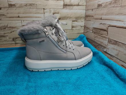 Geox 40 - dámske kožené šedé členkové zimné topánk, geox,40