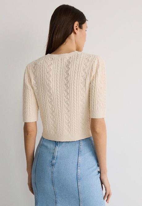 Úpletové tričko s ružičkami, reserved,36 / 38 / l / m / s
