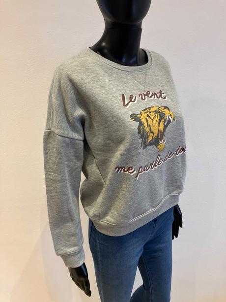 Dámska mikina s potlačou a nápisom sivá (s), s