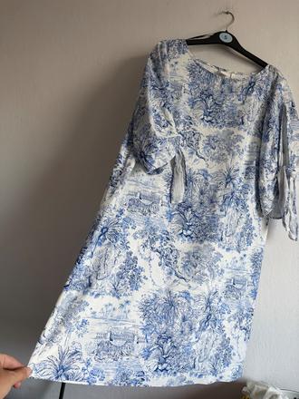 Hm viralne lanove saty velk 40 kvety zvierata, h&m,40