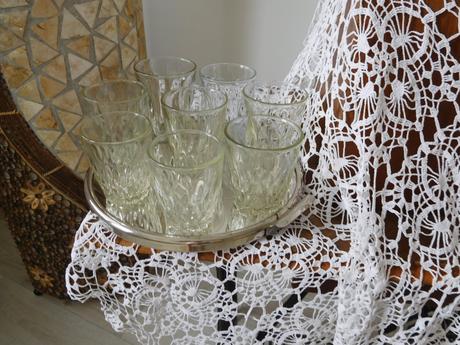 Retro poháre varné sklo na kávičku, 8 kusov,,