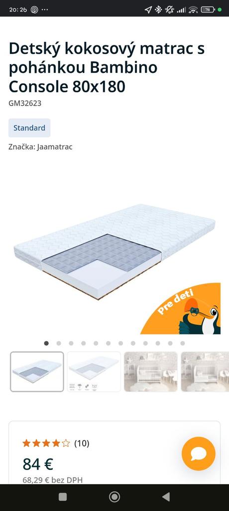 Predám minimálne používanú posteľ aj s matracom, šírka (cm): 80,dĺžka (cm): 180