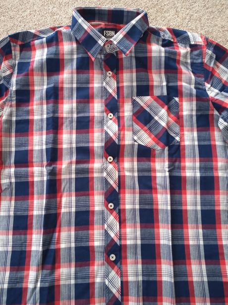 Kockovaná červená košeľa, fishbone,m