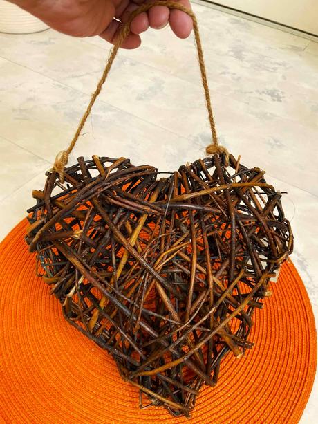 Veľké 3d srdce z prírodného prútia,