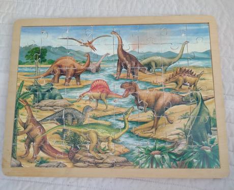 Drevené podlahové puzzle dinosaury, 