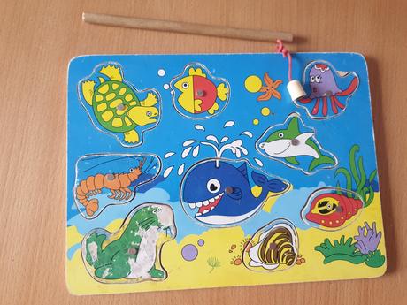 3x drevene hracky rybolov+cislice, 