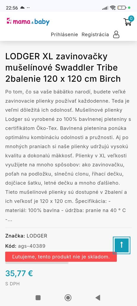 Plienka/zavinovačka lodger, 