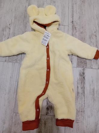 Velurovy overal vanilkovo žltý, new baby,80