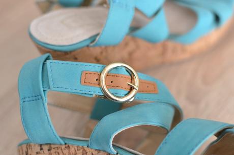 Tyrkysové korkové sandále 36, 36