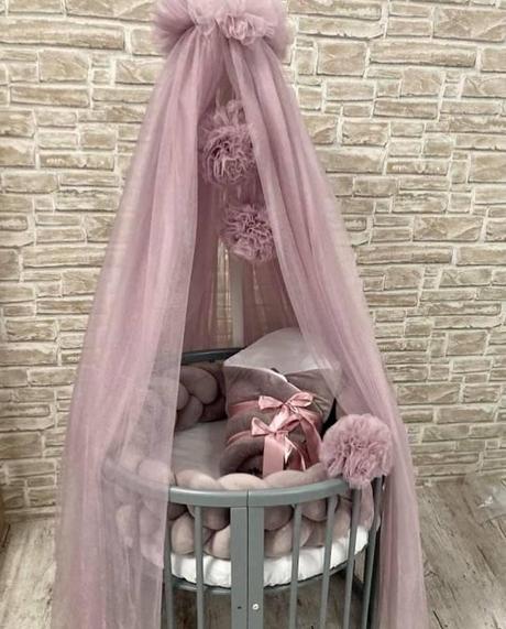 Tylový baldachýn pom ružový,