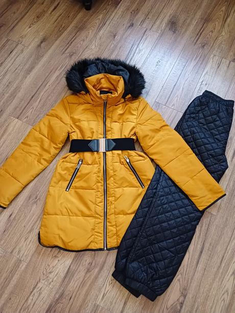 Medovožltá zimná dlhá bunda, gate,38
