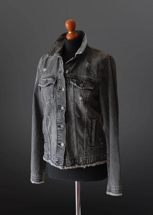 Dámska čierna/sivá rifľová bunda punk štýl, esprit,m