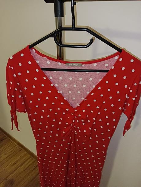 Orsay červené guličkové šaty, orsay,s