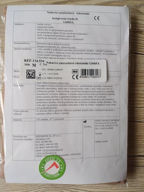 Kompresné tehotenské silonky telové, m