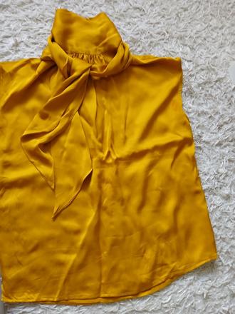 Saténová blúzka s viazaním, mango,xs