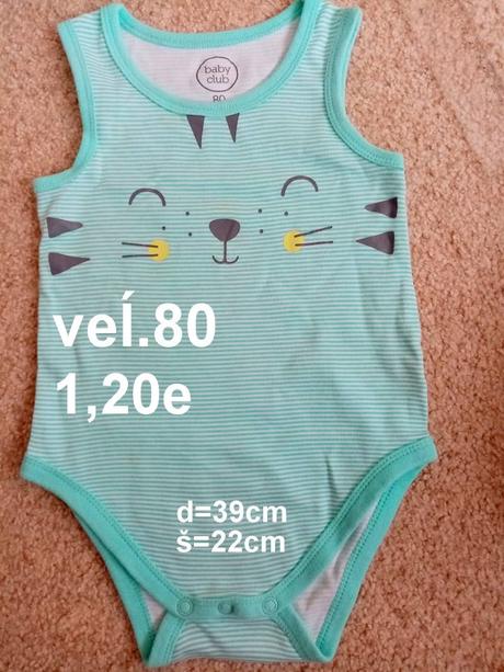 Body bez rukávov veĺ.80, baby club,80