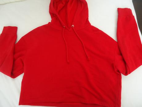 Červená oversize crop mikina vel.s-m, h&m,s