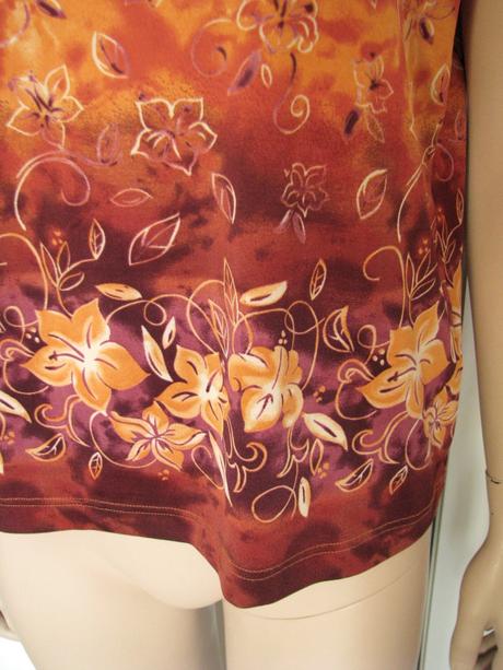 Oranžovo-bordové vzorované tričko, l