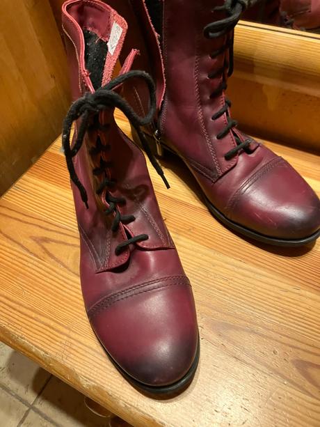 Kožené členkové topánky šnurovacie ,vínové, 38