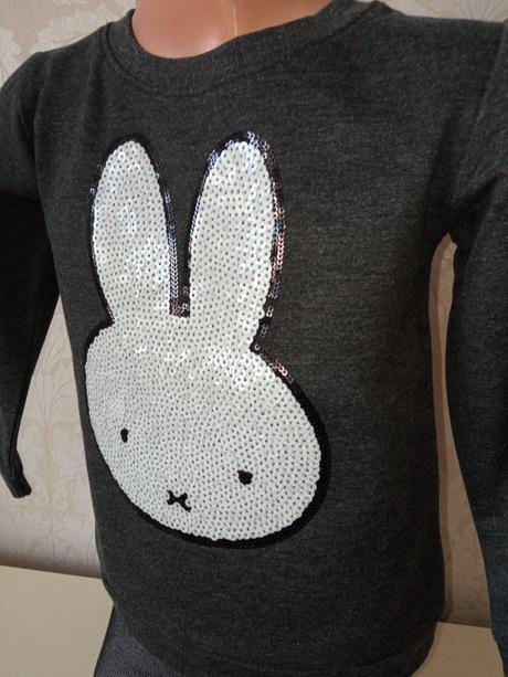 Dievčenská mikina s flitrami zajačik h&m (2-4 r.), h&m,98