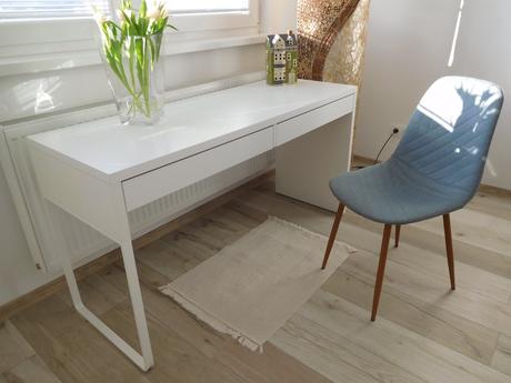 Stol písací biely  142 x 50 cm + stolička pevná,, 