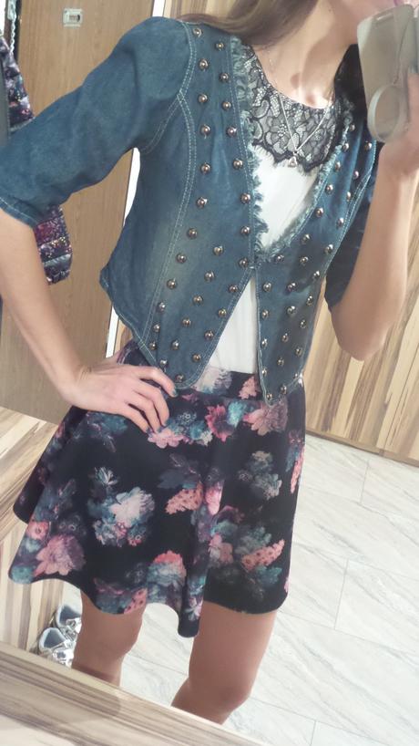 Tenká riflová vybíjaná bundička/bolerko, s